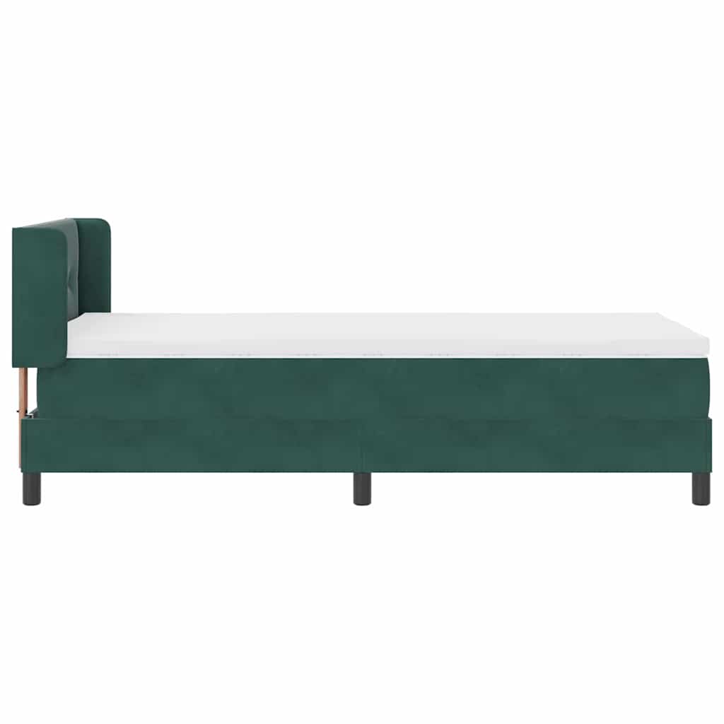Lit à ressorts avec tête de lit Vert foncé 200 x 100 cm Velours