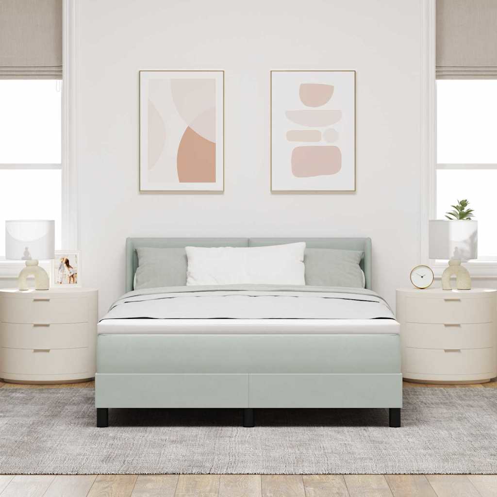 Lit à ressorts avec tête de lit Gris clair 200 x 140 cm Velours - XIOS