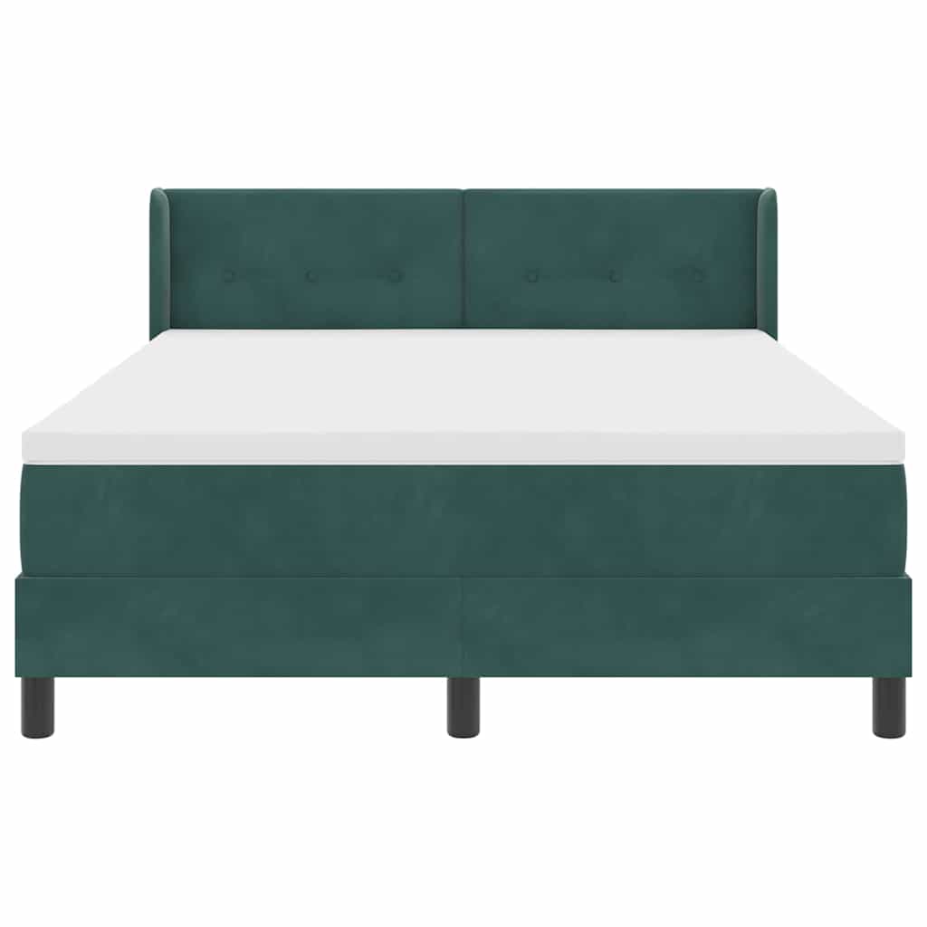 Lit à ressorts avec tête de lit Vert foncé 200 x 160 cm Velours