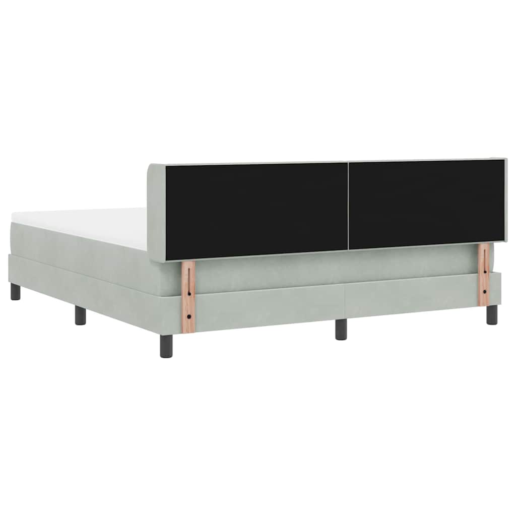 Lit à ressorts avec tête de lit Gris clair 200 x 180 cm Velours