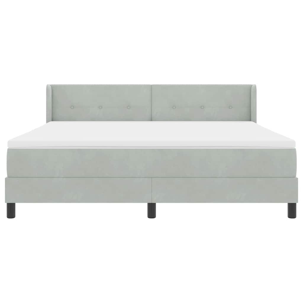Lit à ressorts avec tête de lit Gris clair 200 x 180 cm Velours