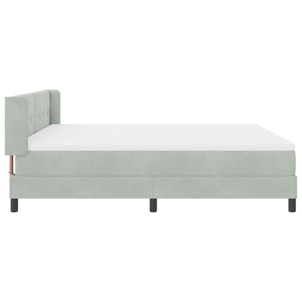 Lit à ressorts avec tête de lit Gris clair 200 x 180 cm Velours