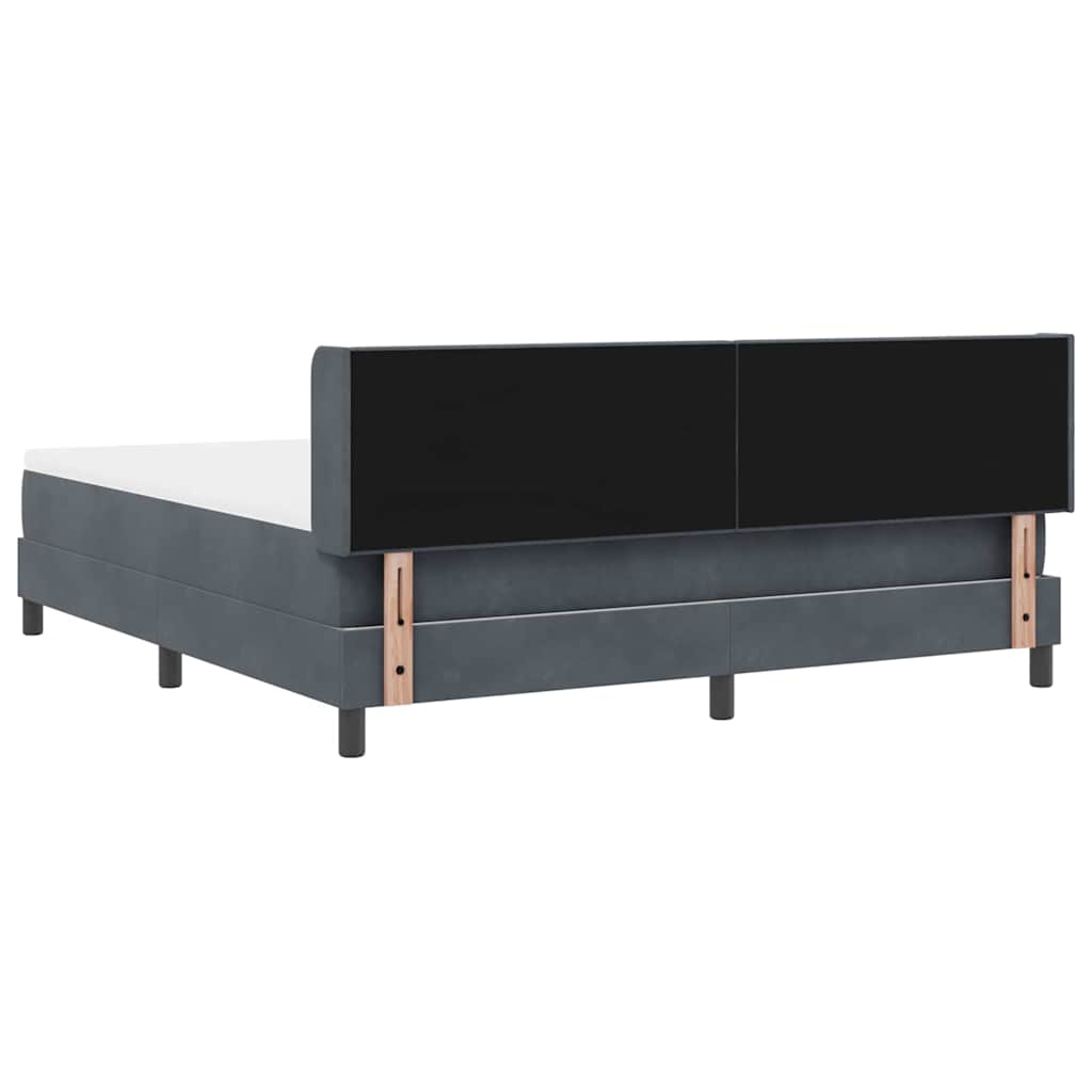 Lit à ressorts avec tête de lit Gris foncé 200 x 180 cm Velours - XIOS