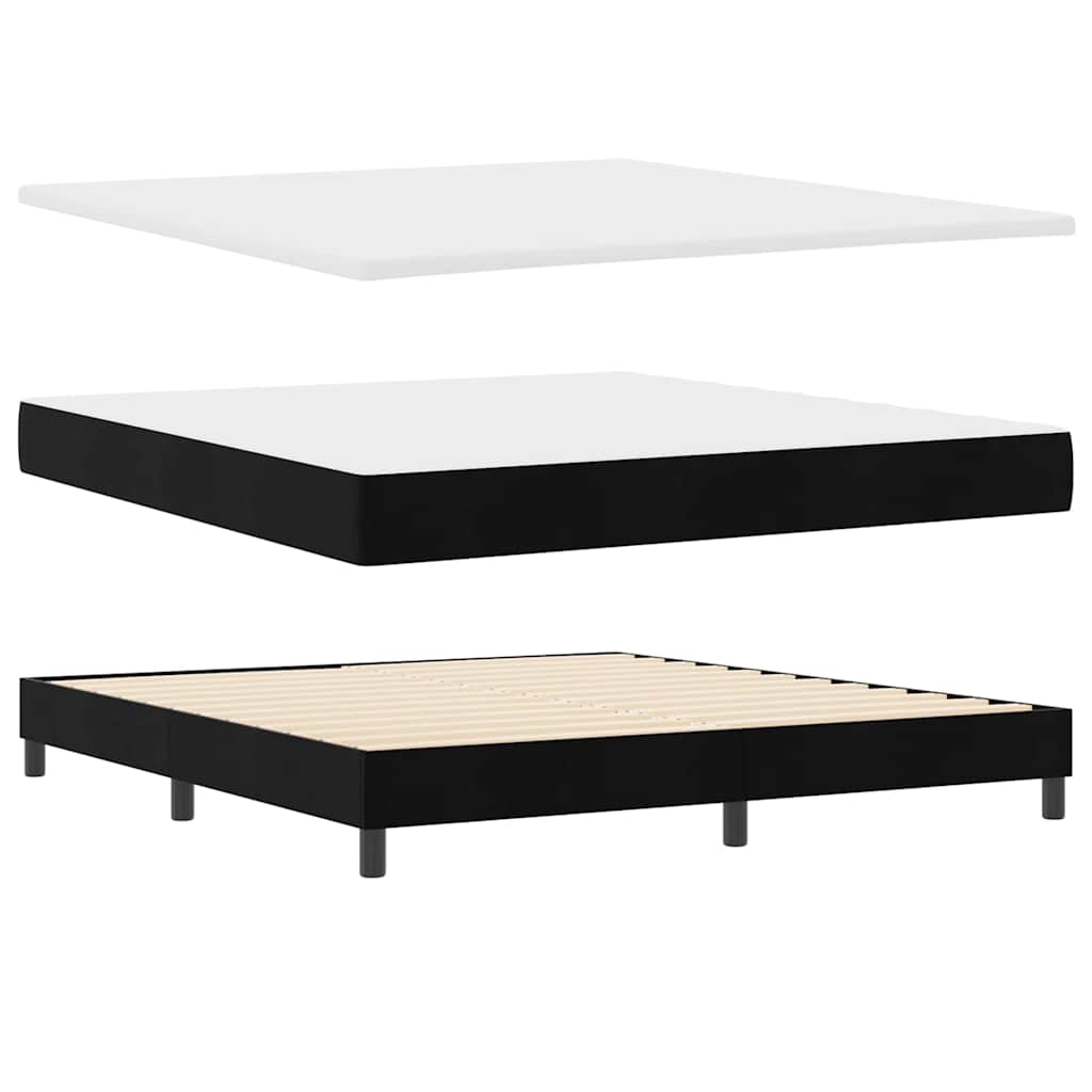 Lit à ressorts avec matelas Noir 200 x 180 cm Polyester - XIOS