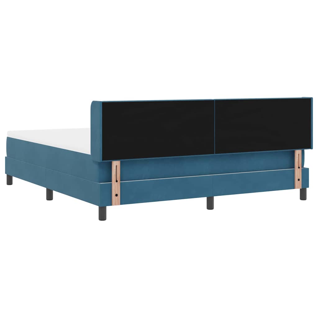 Lit à ressorts avec tête de lit Bleu foncé 200 x 180 cm Velours