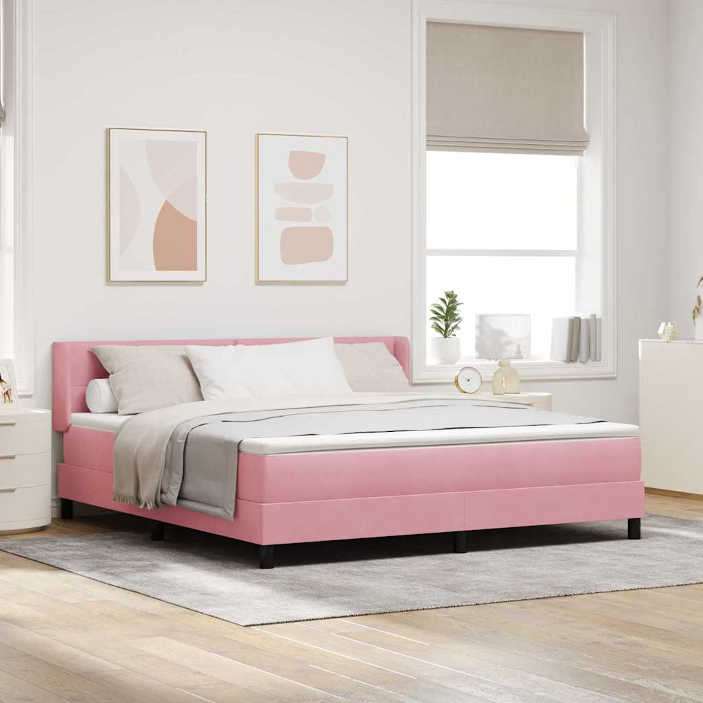 Lit à ressorts avec tête de lit Rose 200 x 180 cm Velours - XIOS
