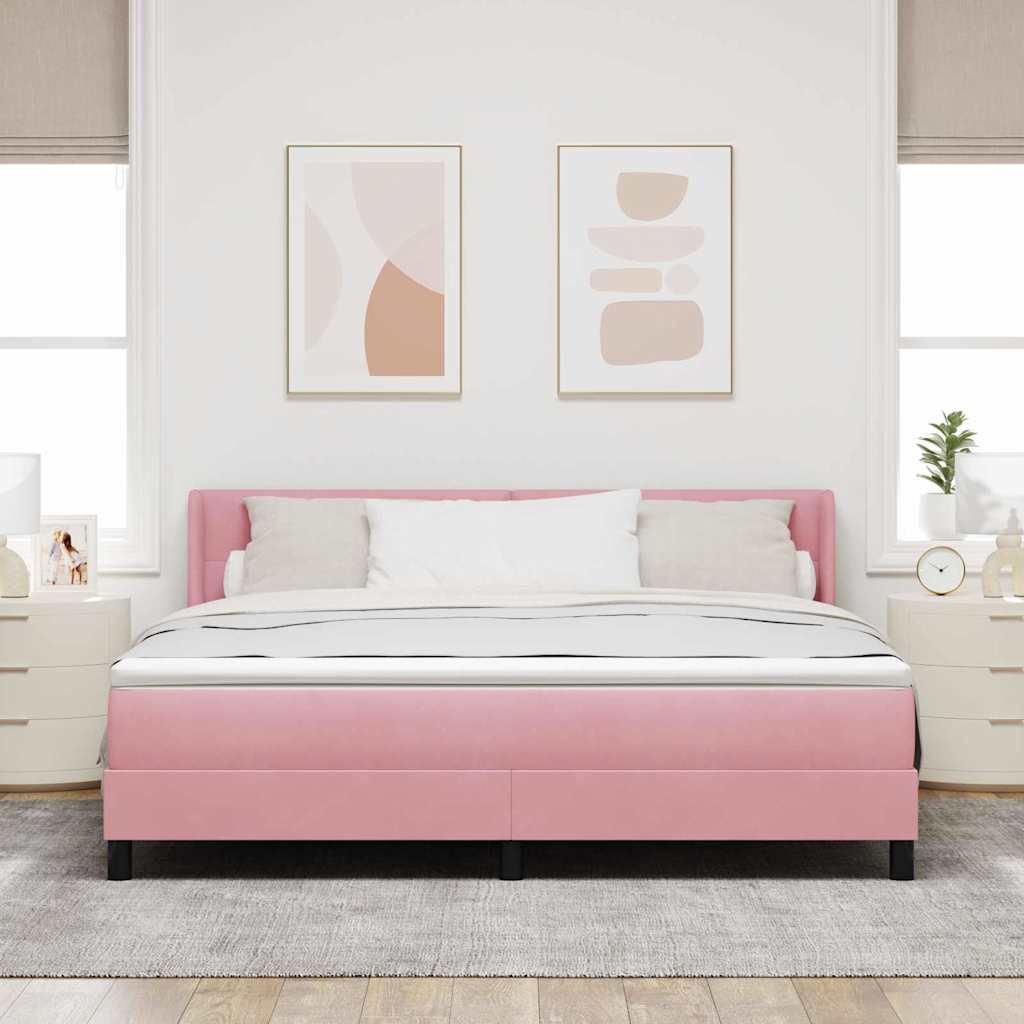 Lit à ressorts avec tête de lit Rose 200 x 180 cm Velours - XIOS