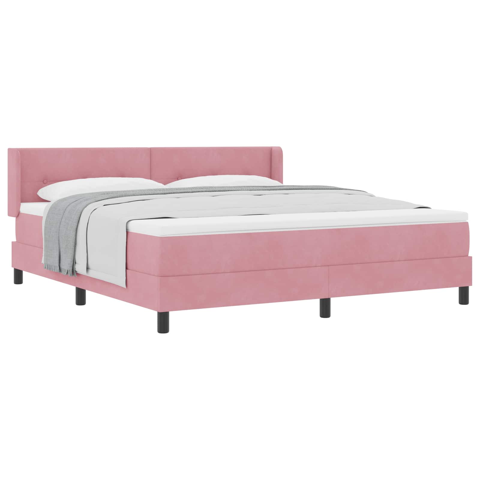 Lit à ressorts avec tête de lit Rose 200 x 180 cm Velours - XIOS
