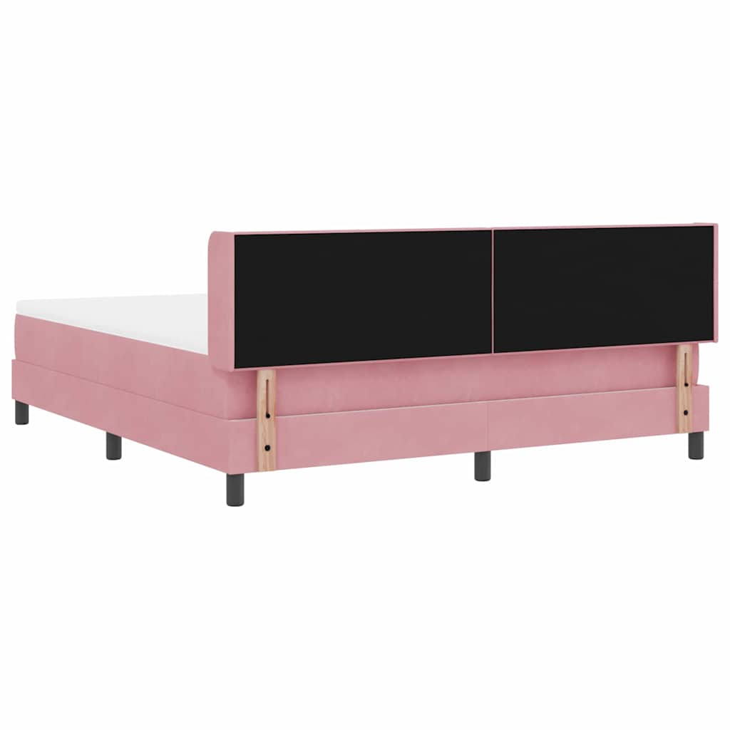 Lit à ressorts avec tête de lit Rose 200 x 180 cm Velours - XIOS