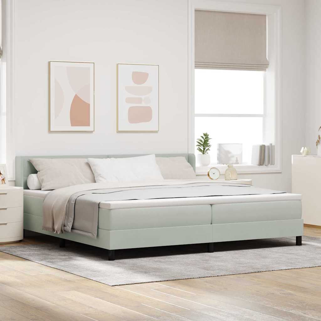 Lit à ressorts avec tête de lit Gris clair 200 x 200 cm Velours - XIOS