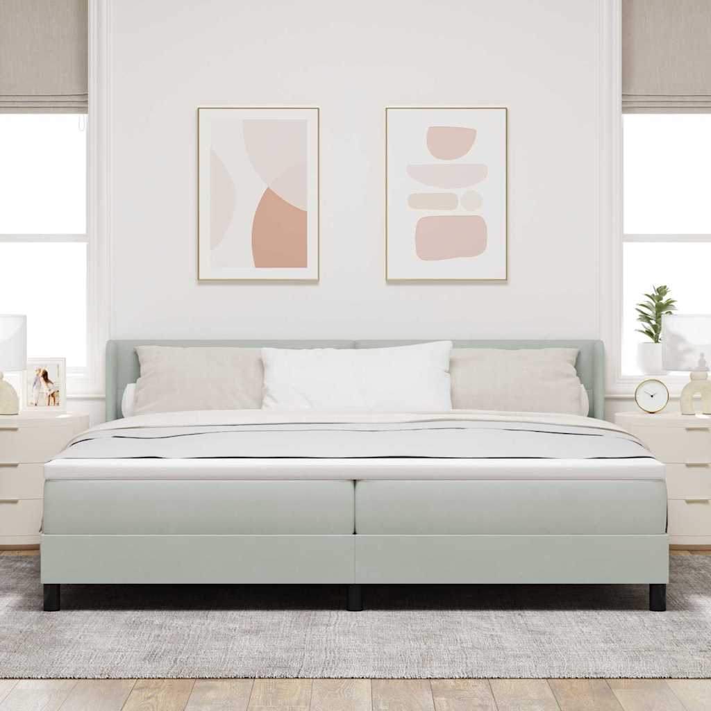 Lit à ressorts avec tête de lit Gris clair 200 x 200 cm Velours - XIOS