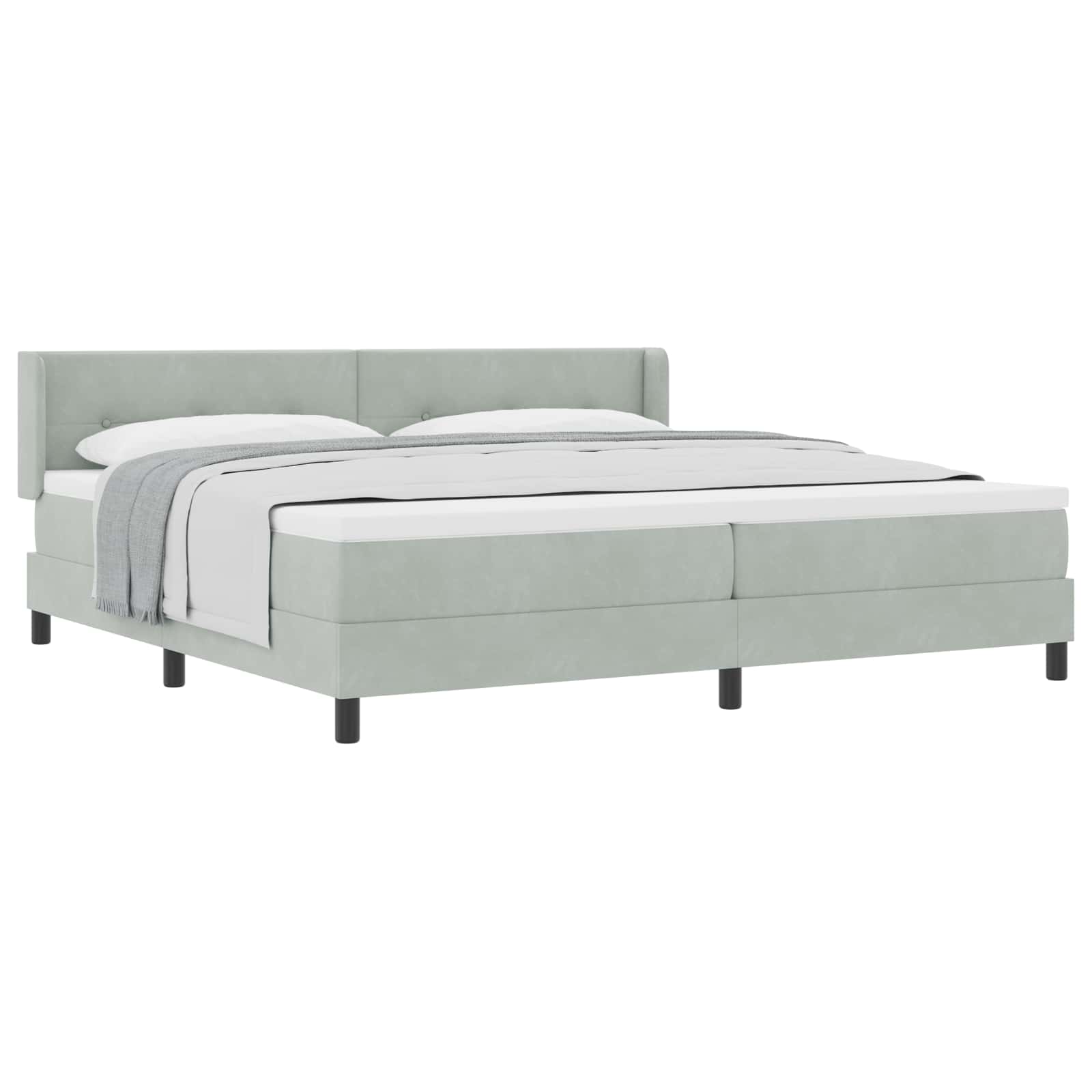 Lit à ressorts avec matelas Gris clair 200 x 200 cm Polyester - XIOS