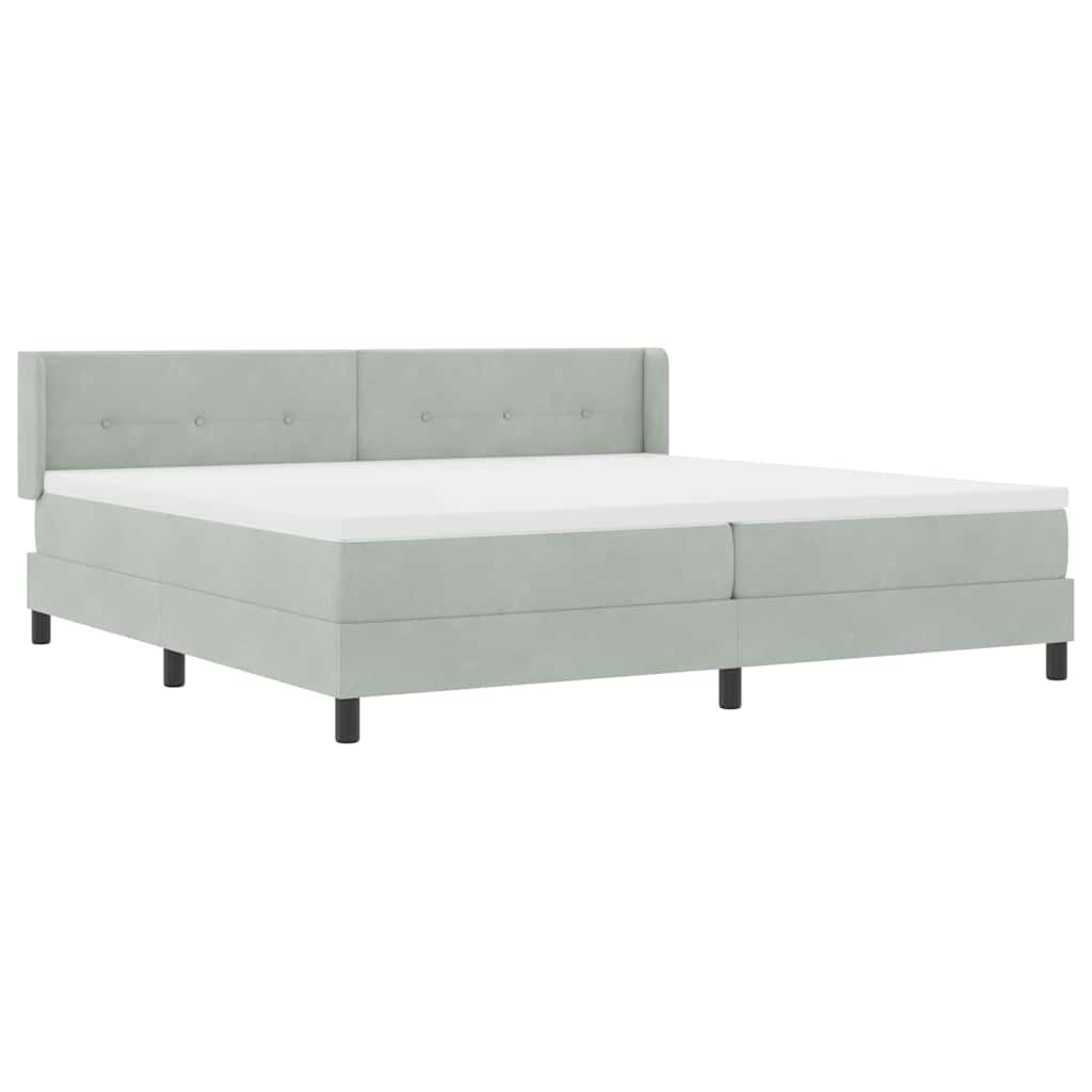 Lit à ressorts avec tête de lit Gris clair 200 x 200 cm Velours - XIOS