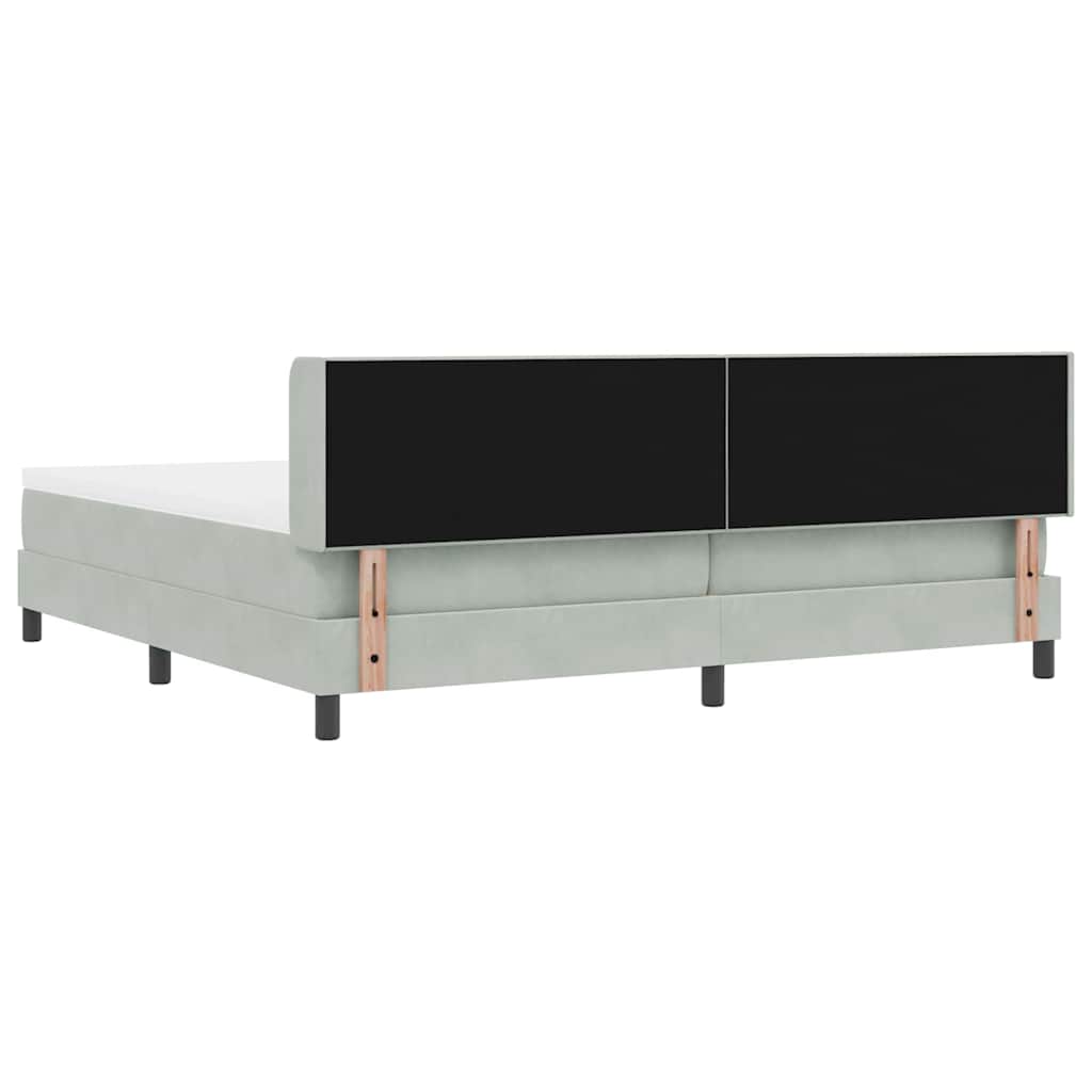 Lit à ressorts avec tête de lit Gris clair 200 x 200 cm Velours - XIOS
