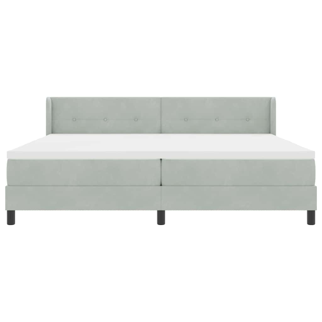 Lit à ressorts avec tête de lit Gris clair 200 x 200 cm Velours - XIOS