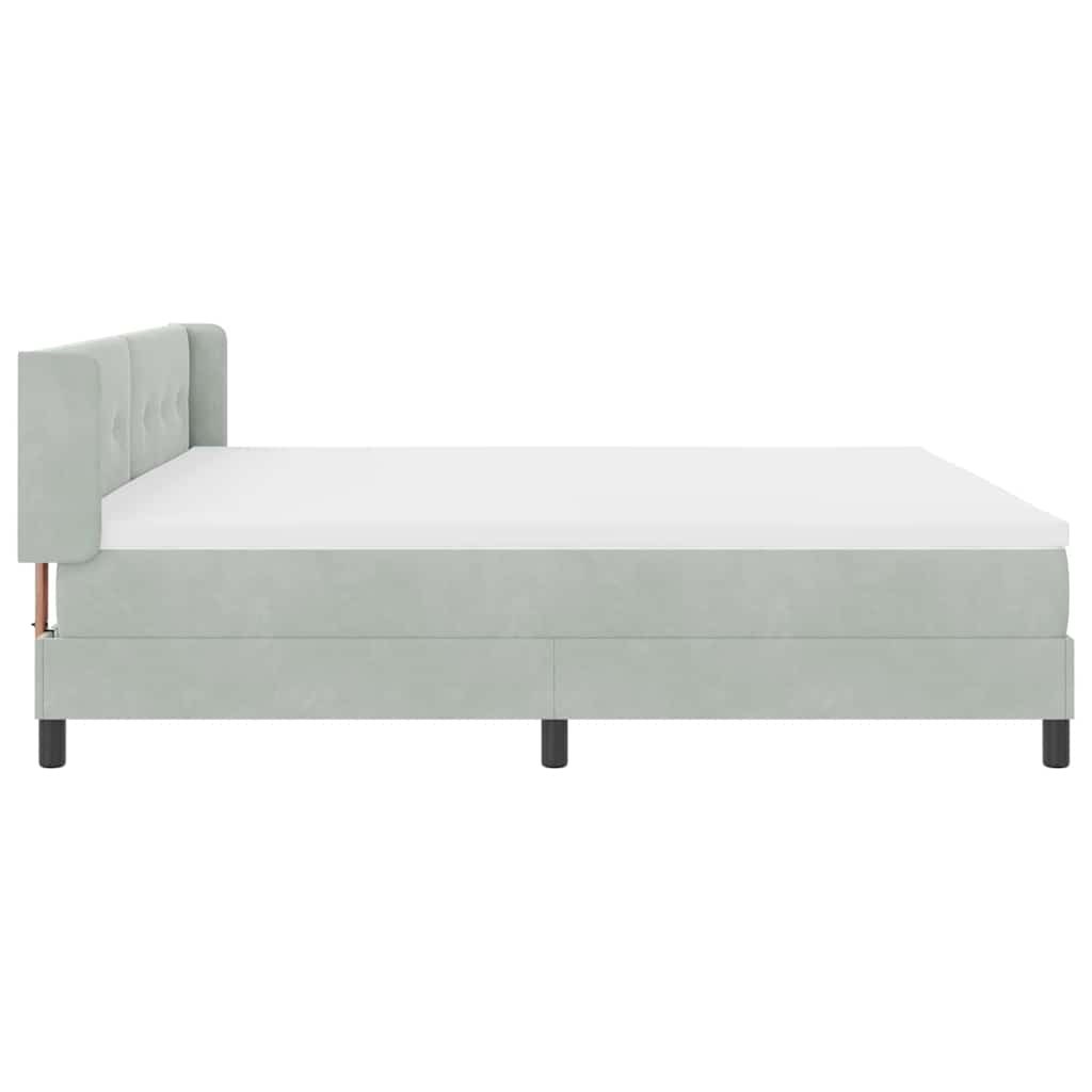 Lit à ressorts avec tête de lit Gris clair 200 x 200 cm Velours - XIOS