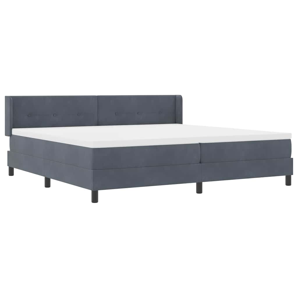 Lit à ressorts avec matelas Gris foncé 200 x 200 cm Polyester - XIOS
