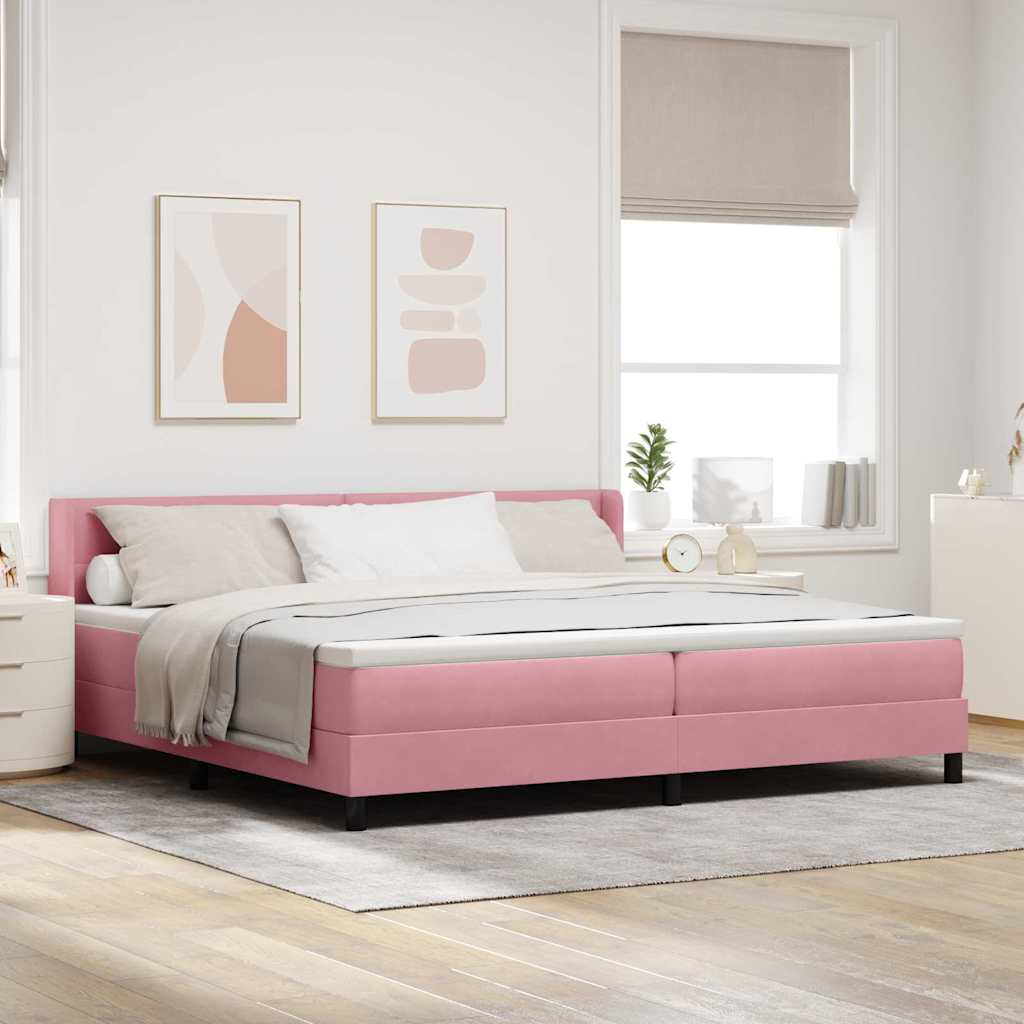 Lit à ressorts avec tête de lit Rose 200 x 200 cm Velours - XIOS