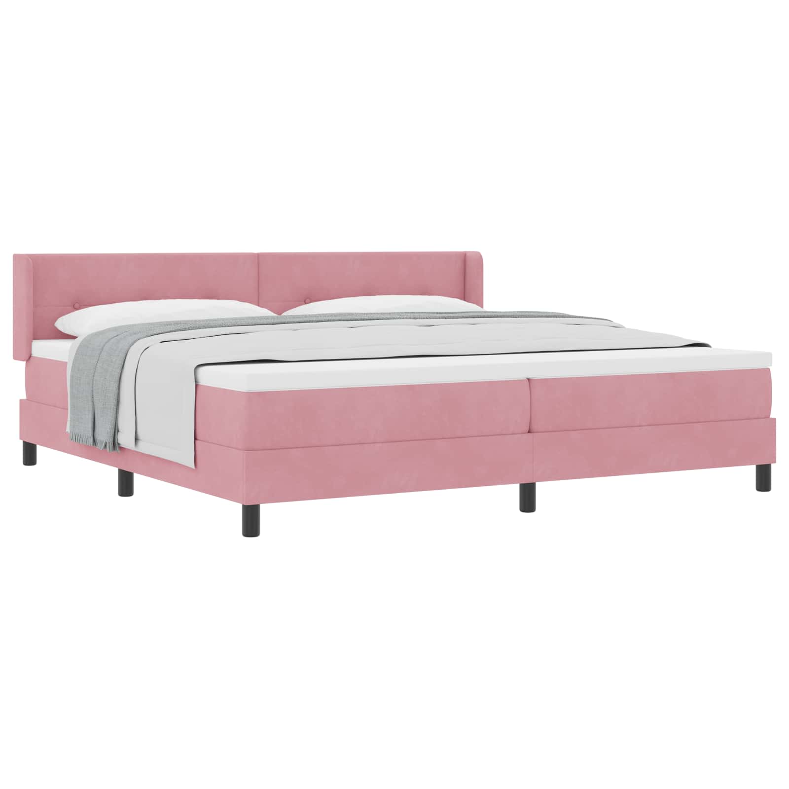Lit à ressorts avec tête de lit Rose 200 x 200 cm Velours - XIOS