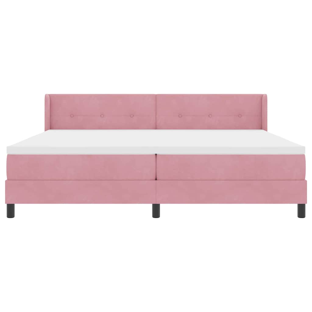 Lit à ressorts avec tête de lit Rose 200 x 200 cm Velours - XIOS