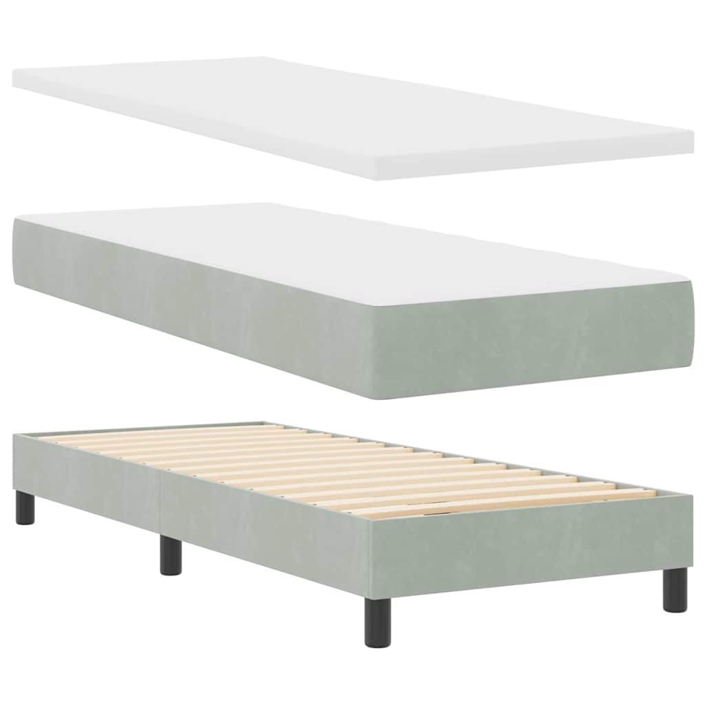Lit à ressorts avec matelas noir 100x200 cm en velours - XIOS