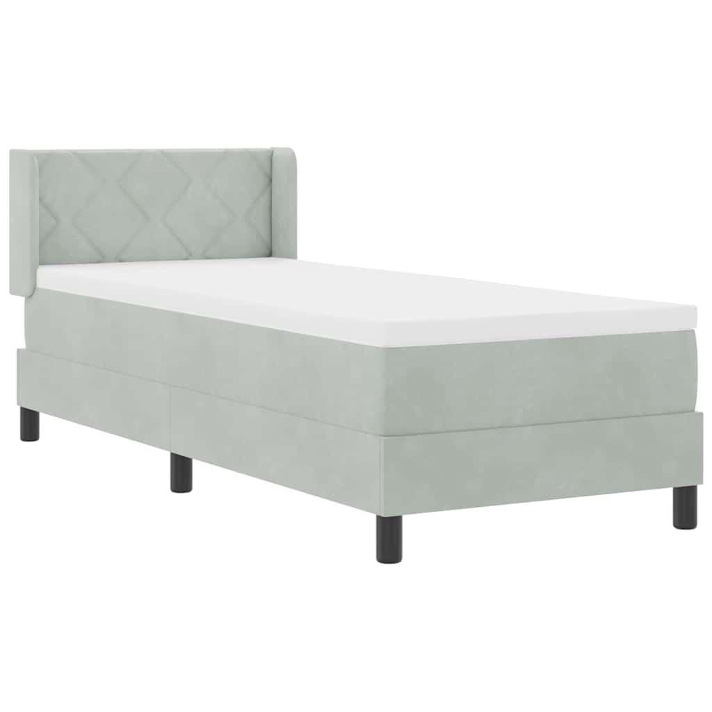 Lit à ressorts avec tête de lit Gris clair 200 x 80 cm Velours - XIOS