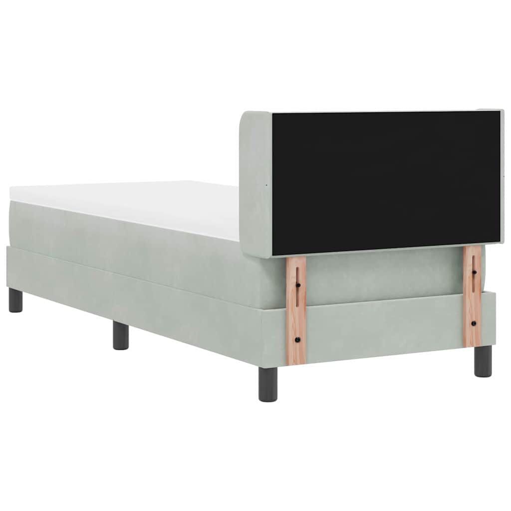 Lit à ressorts avec tête de lit Gris clair 200 x 80 cm Velours - XIOS