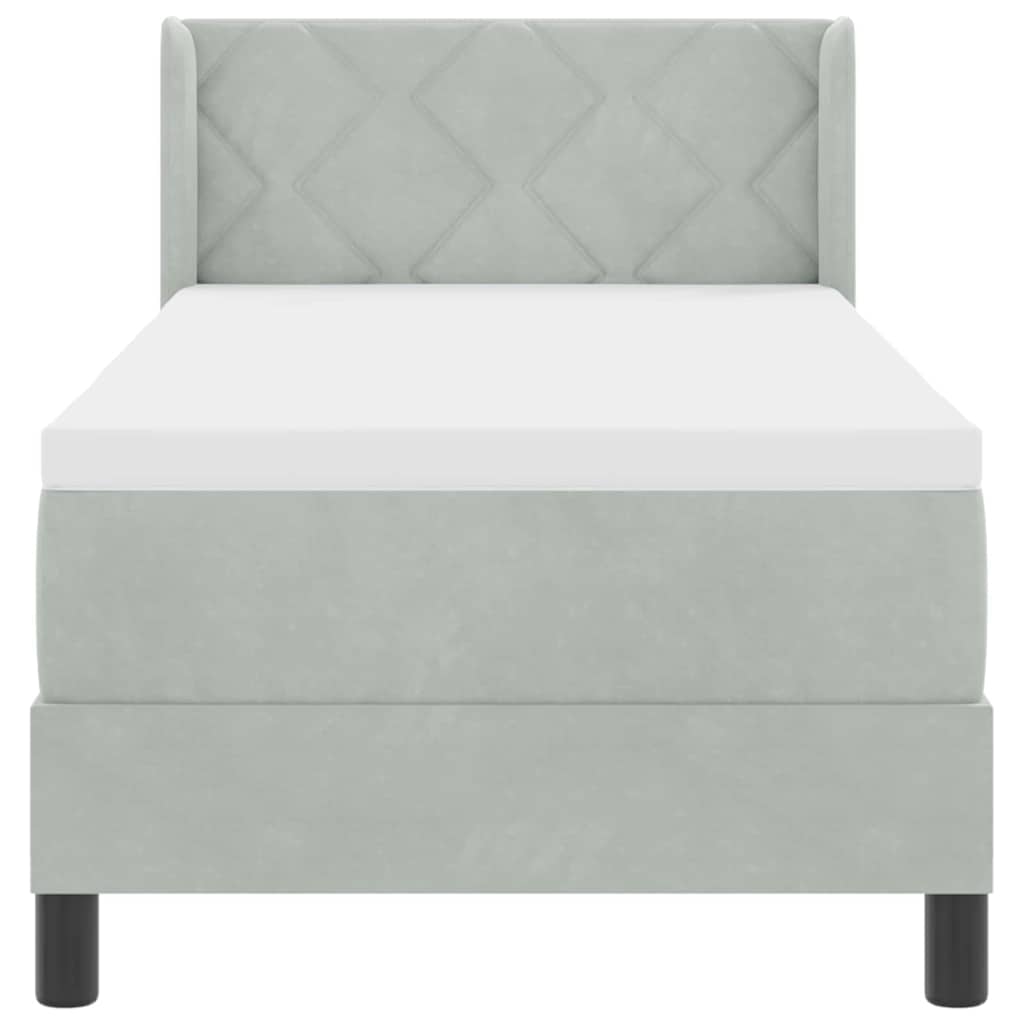 Lit à ressorts avec tête de lit Gris clair 200 x 80 cm Velours - XIOS