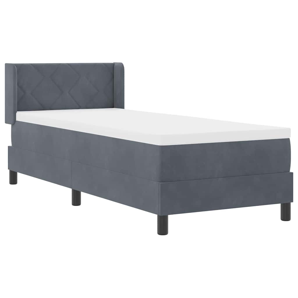 Lit à ressorts avec tête de lit Gris foncé 200 x 80 cm Velours - XIOS