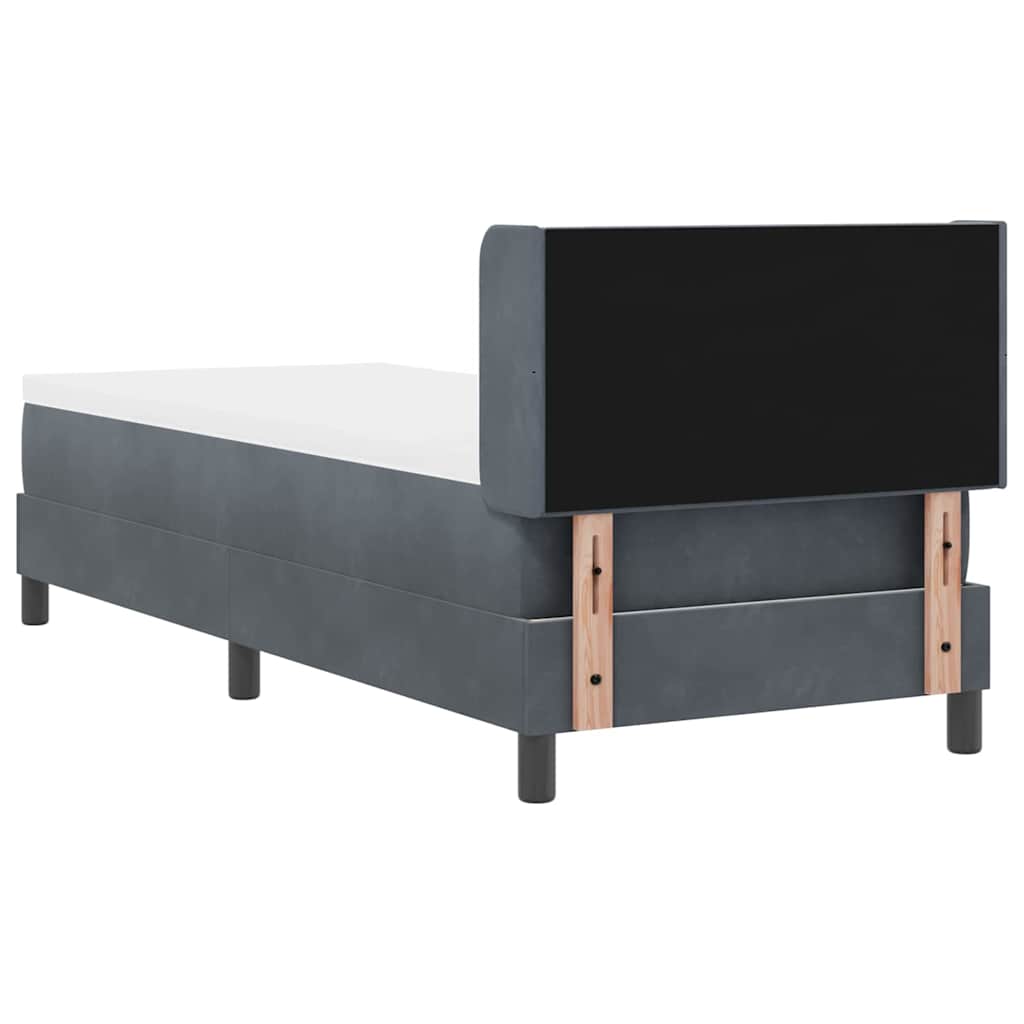 Lit à ressorts avec tête de lit Gris foncé 200 x 80 cm Velours - XIOS