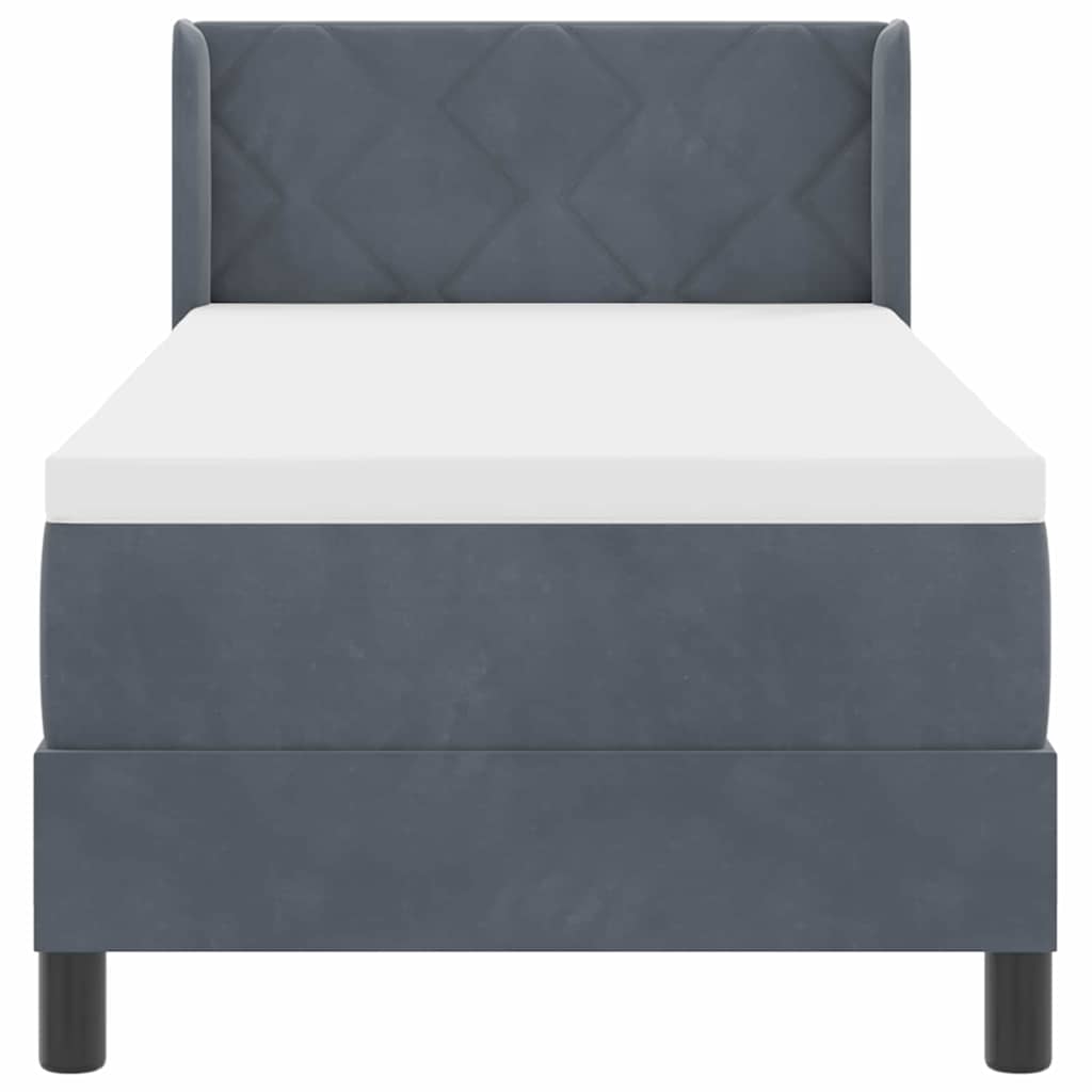 Lit à ressorts avec tête de lit Gris foncé 200 x 80 cm Velours - XIOS