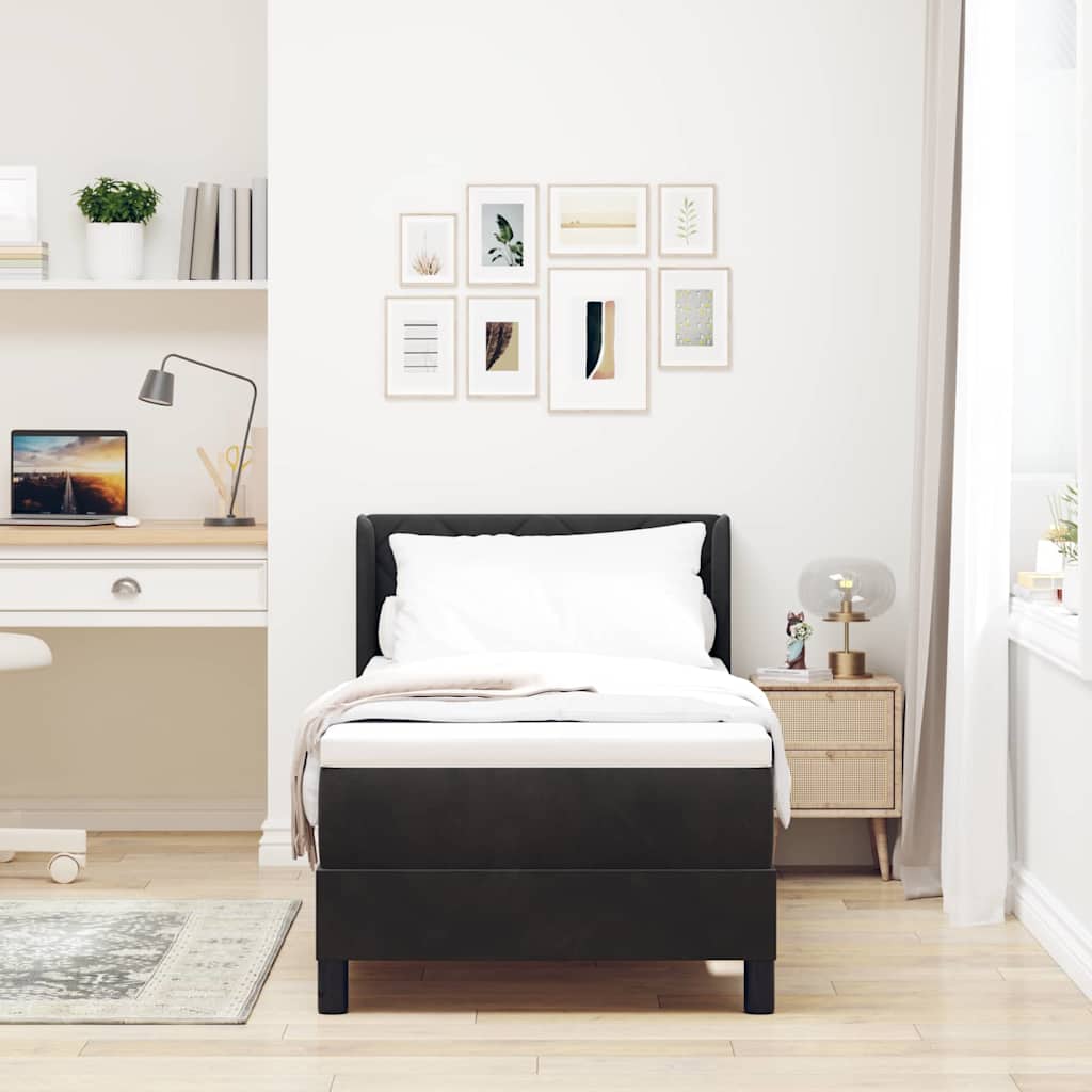 Lit à ressorts avec matelas Noir 200 x 80 cm Polyester - XIOS