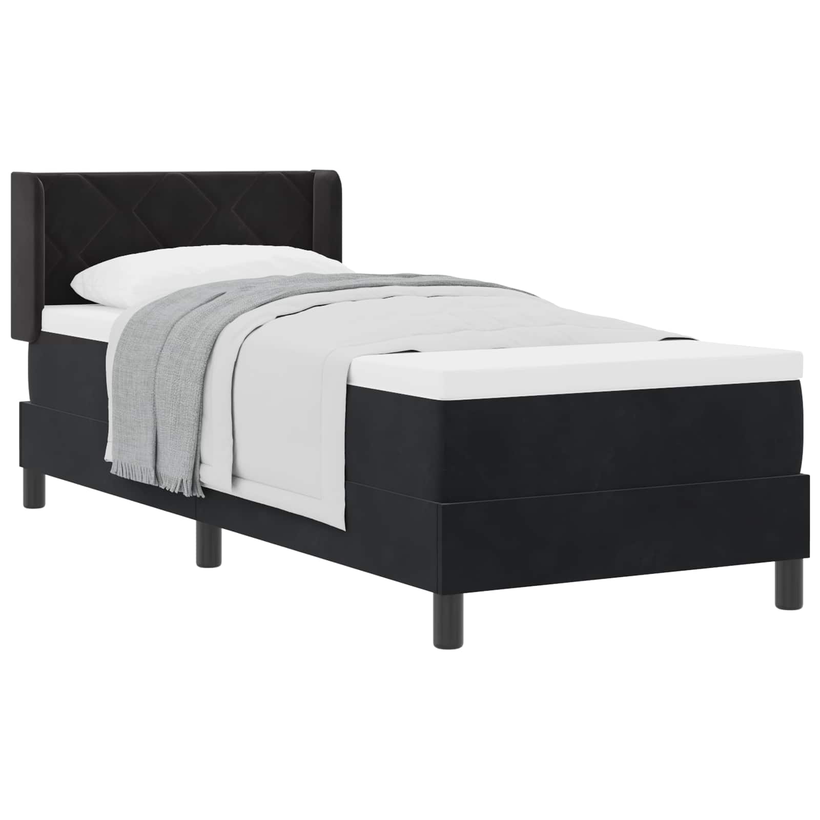 Lit à ressorts avec matelas Noir 200 x 80 cm Polyester - XIOS