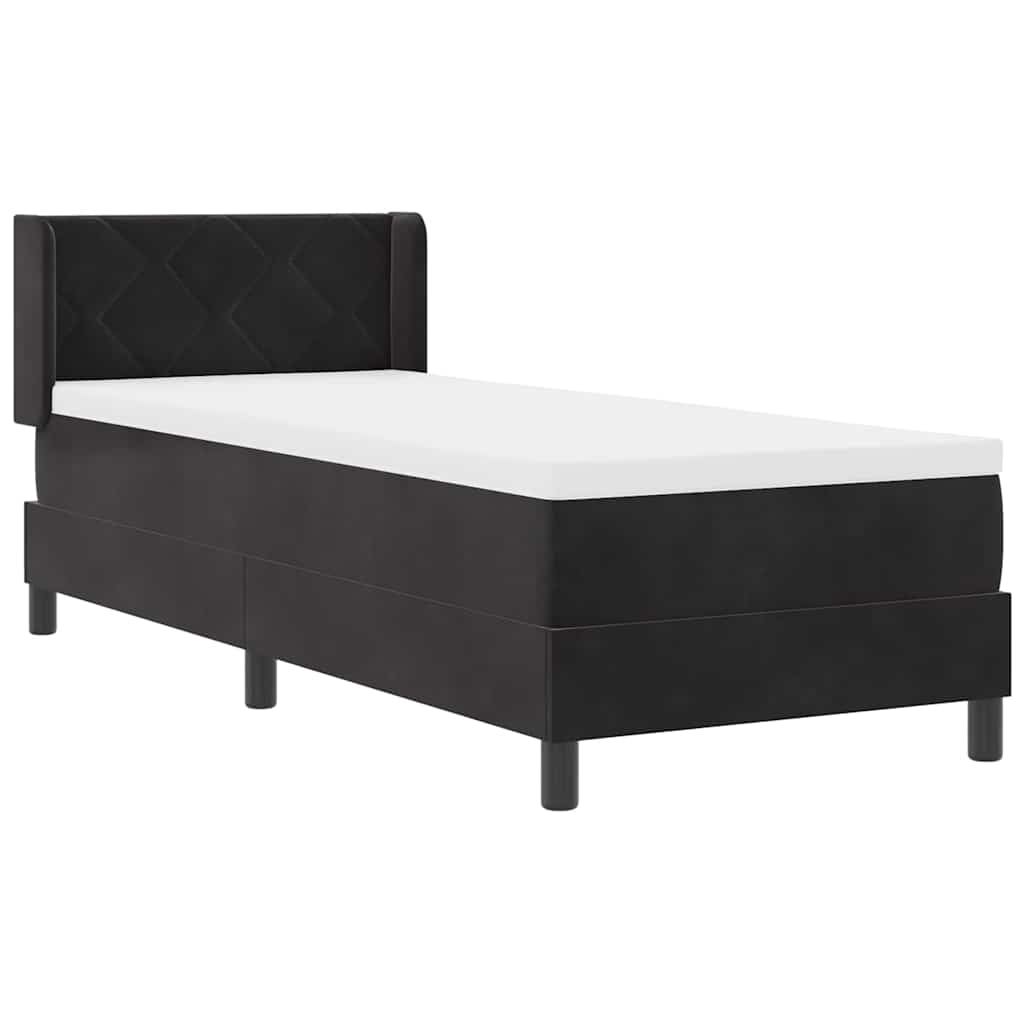Lit à ressorts avec matelas noir 100x200 cm en velours Noir - XIOS