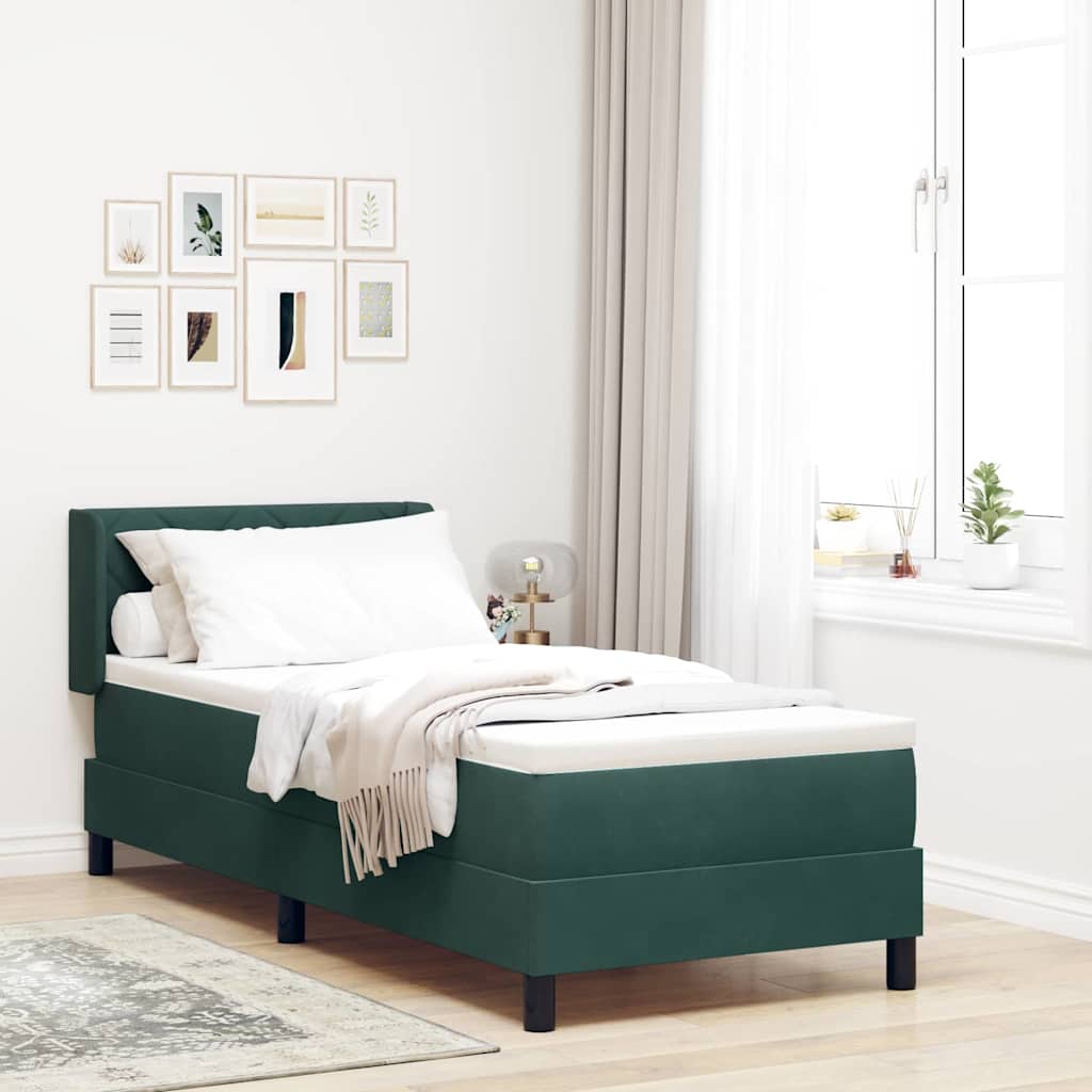 Lit à ressorts avec tête de lit Vert foncé 200 x 80 cm Velours - XIOS