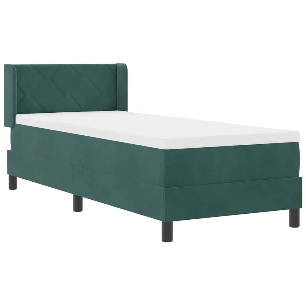 Lit à ressorts avec tête de lit Vert foncé 200 x 80 cm Velours - XIOS