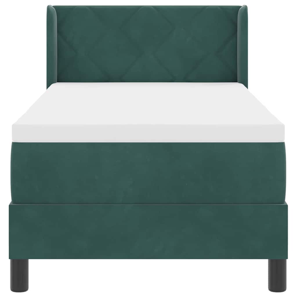 Lit à ressorts avec tête de lit Vert foncé 200 x 80 cm Velours - XIOS