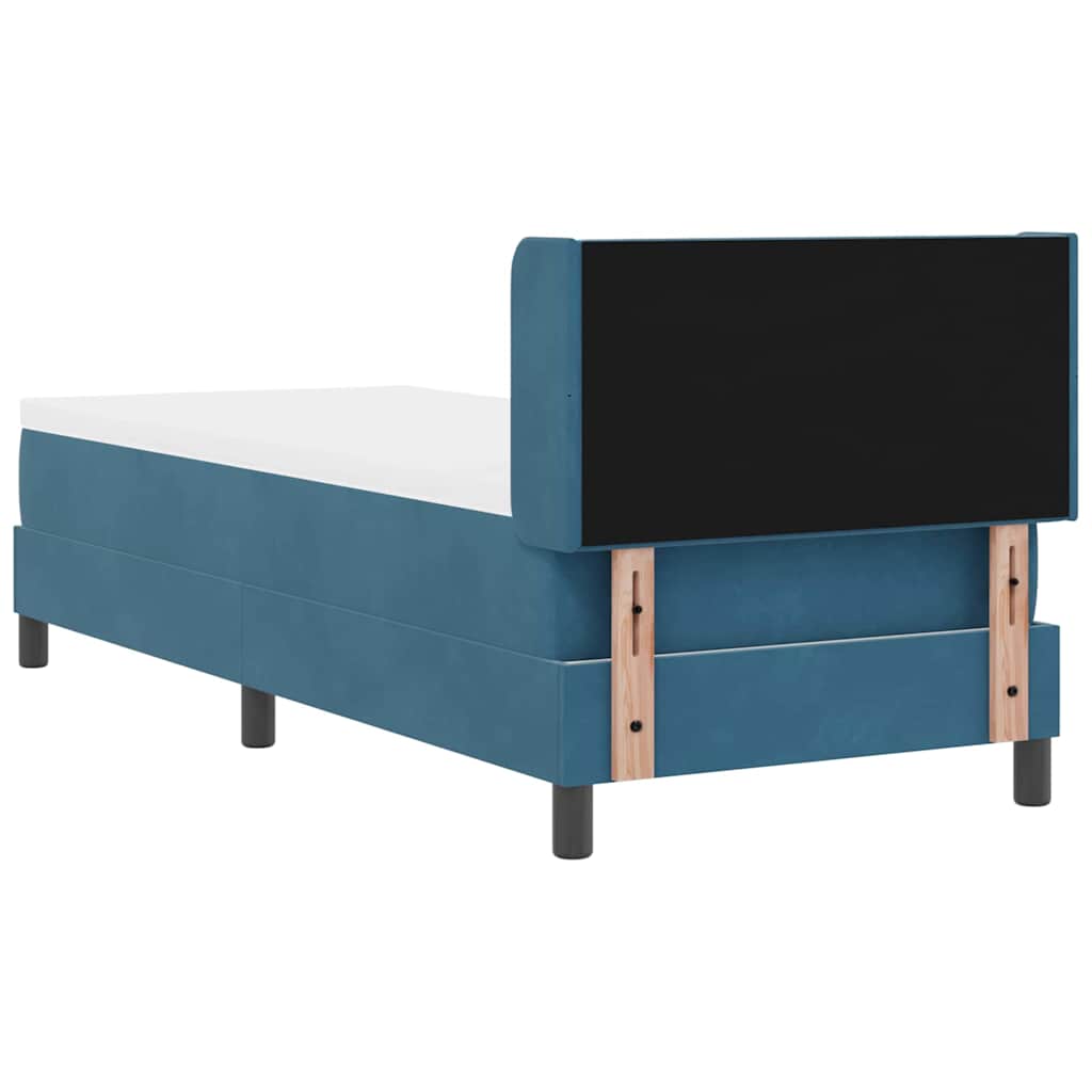 Lit à ressorts avec tête de lit Bleu foncé 200 x 80 cm Velours