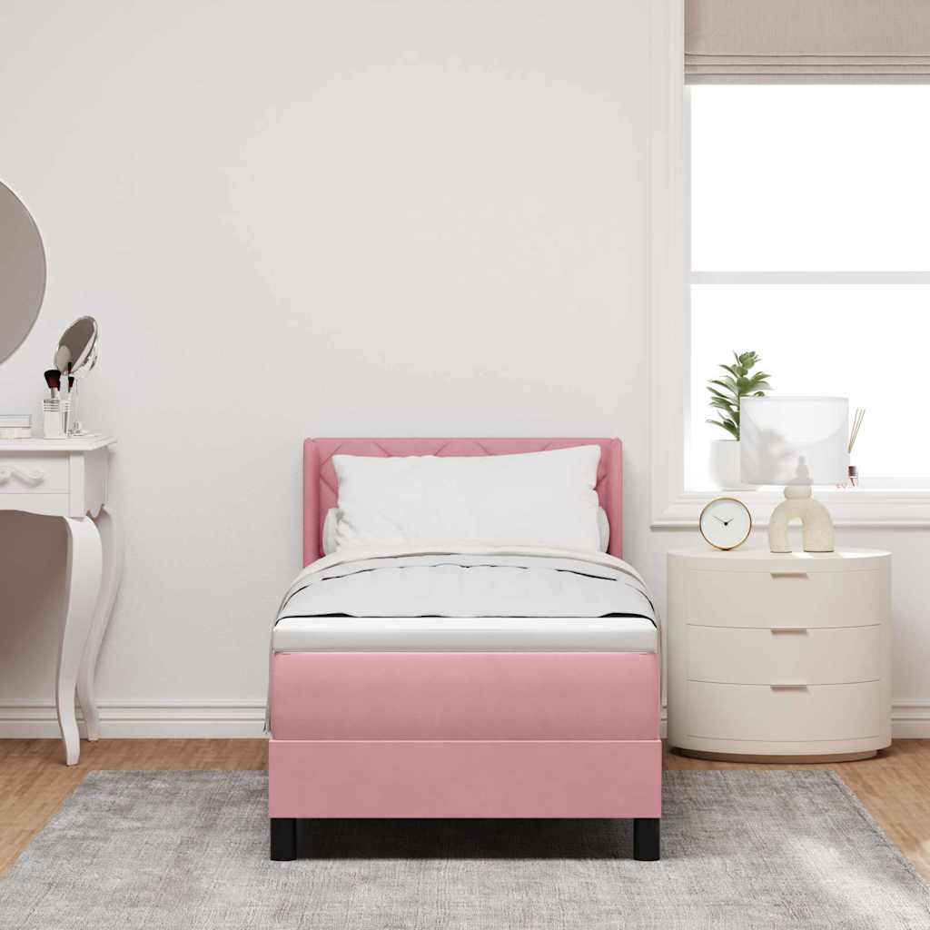 Lit à ressorts avec tête de lit Rose 200 x 80 cm Velours