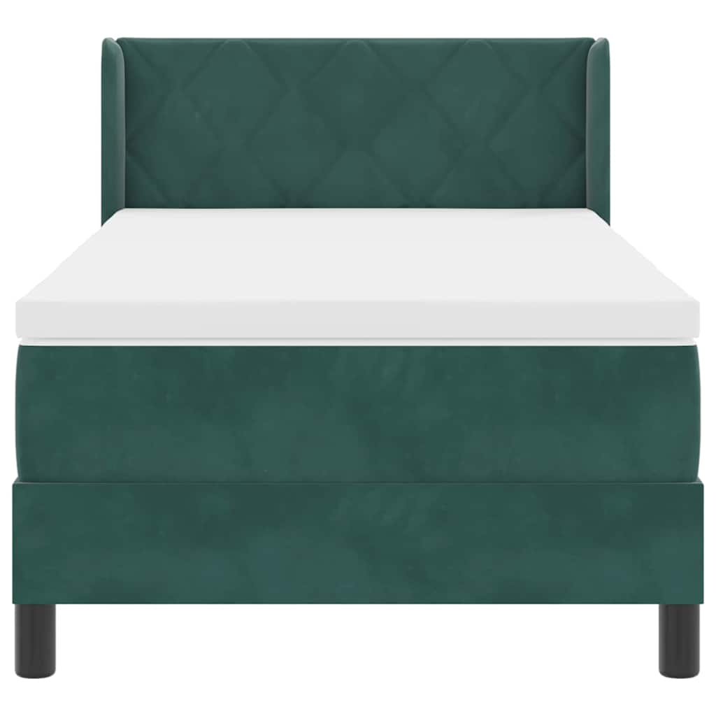 Lit à ressorts avec matelas Vert foncé 190 x 90 cm Polyester - XIOS
