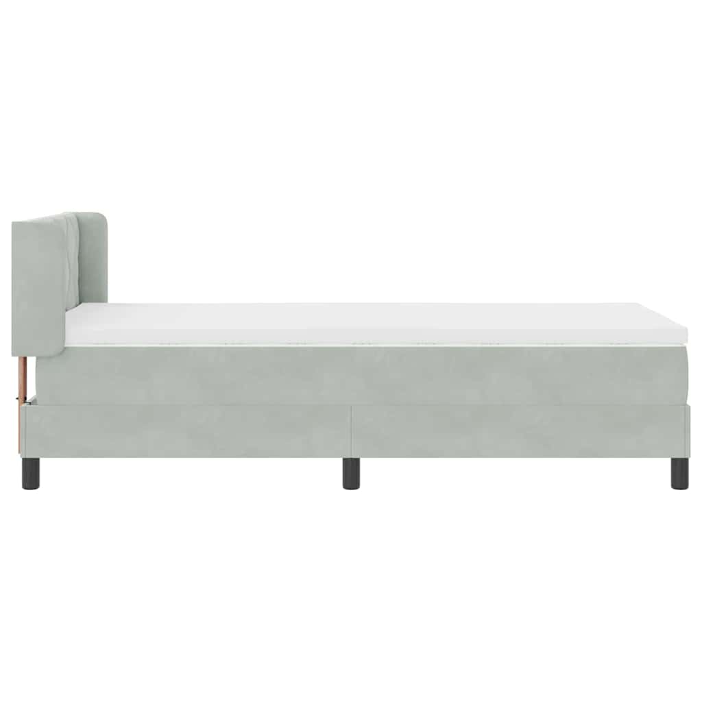 Lit à ressorts avec tête de lit Gris clair 200 x 90 cm Velours - XIOS