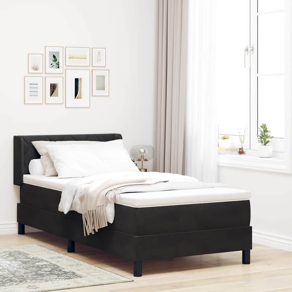 Lit à ressorts avec tête de lit Noir 200 x 90 cm Velours - XIOS Store SNC