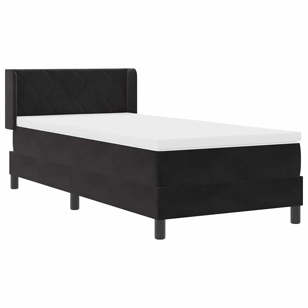 Lit à ressorts avec tête de lit Noir 200 x 90 cm Velours - XIOS Store SNC