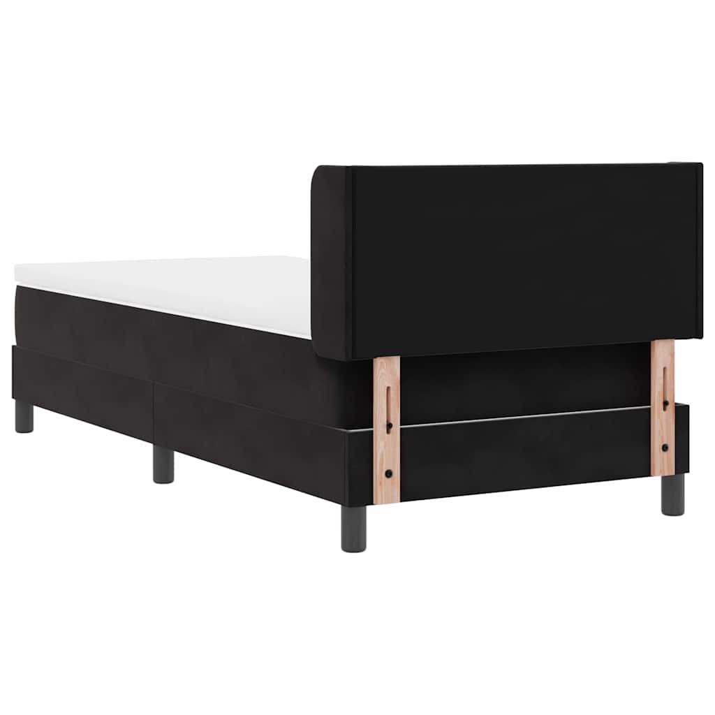 Lit à ressorts avec tête de lit Noir 200 x 90 cm Velours - XIOS Store SNC