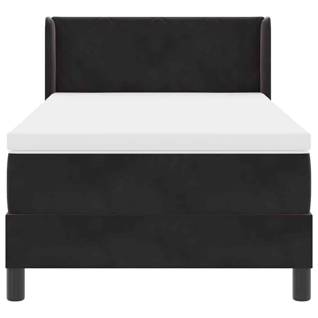 Lit à ressorts avec tête de lit Noir 200 x 90 cm Velours - XIOS Store SNC