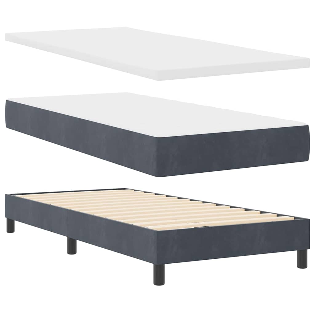 Lit à ressorts avec matelas Gris foncé 200 x 100 cm Polyester - XIOS