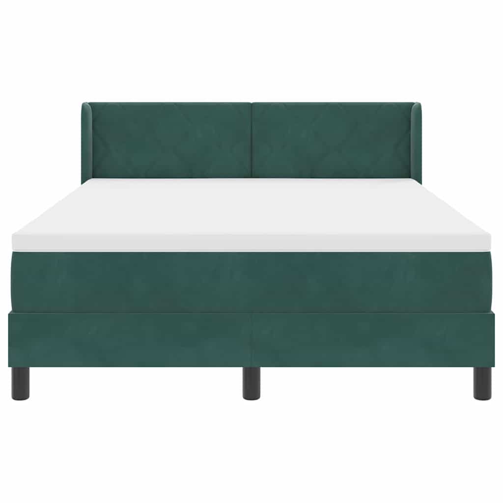 Lit à ressorts avec tête de lit Vert foncé 190 x 140 cm Velours - XIOS