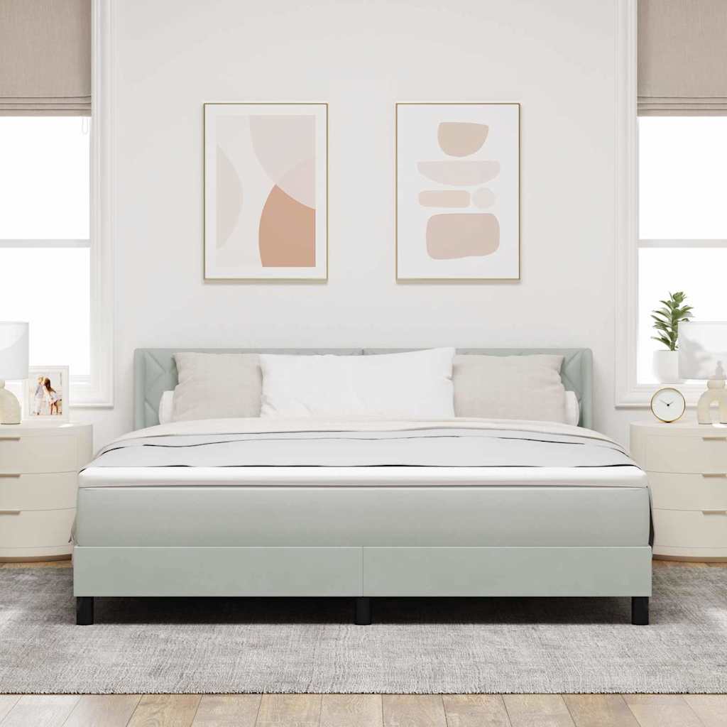 Lit à ressorts avec tête de lit Gris clair 200 x 180 cm Velours