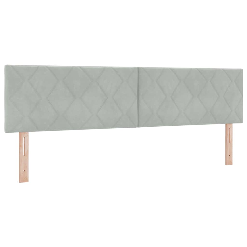 Lit à ressorts avec tête de lit Gris clair 200 x 180 cm Velours