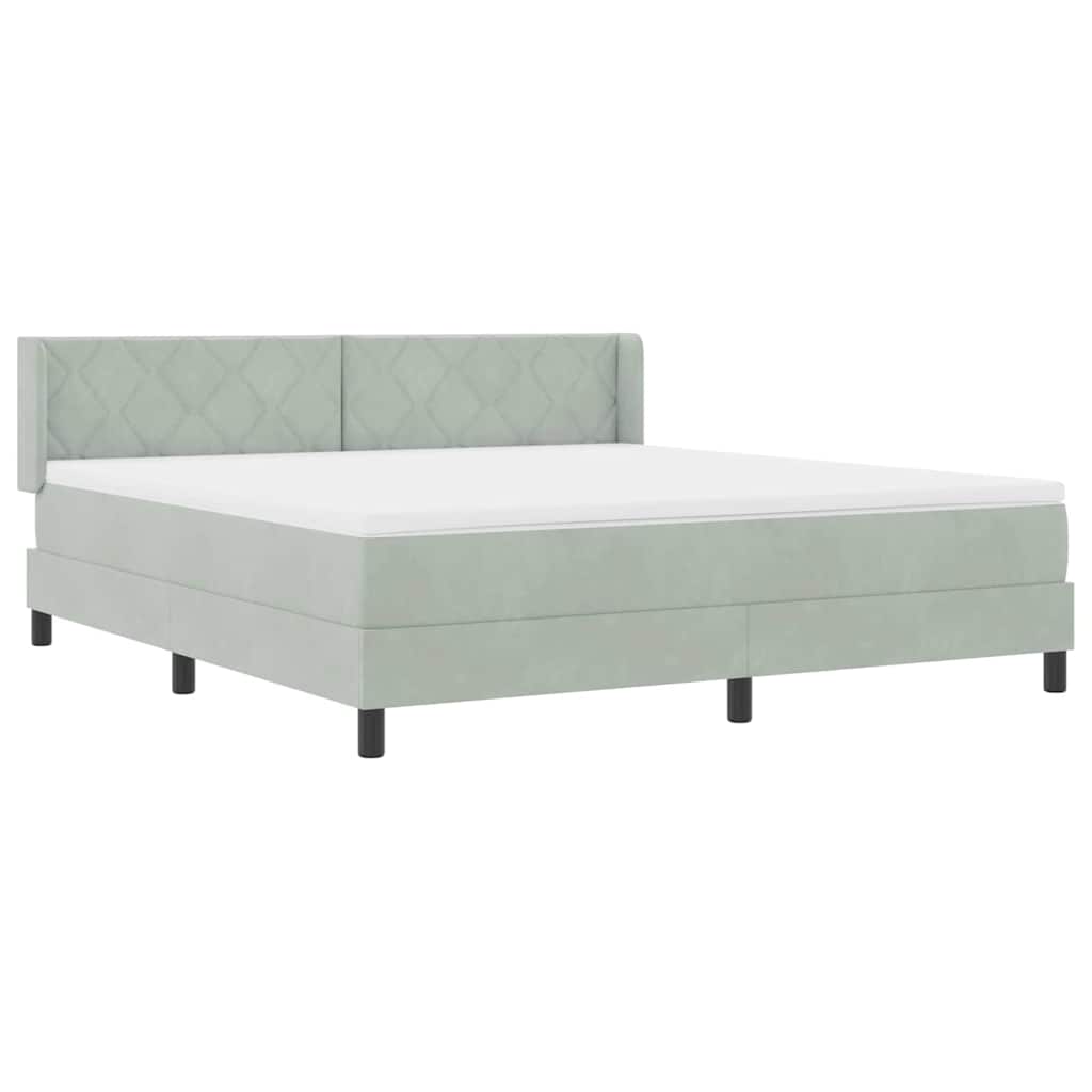 Lit à ressorts avec matelas Gris clair 200 x 180 cm Polyester - XIOS